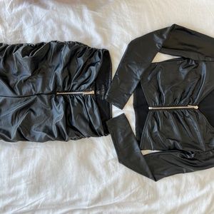 Guess Faux Leather skirt and Long sleeve crop top
